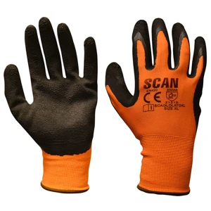 Scan Orange Foam Latex Coated Gloves, Size XL (10)